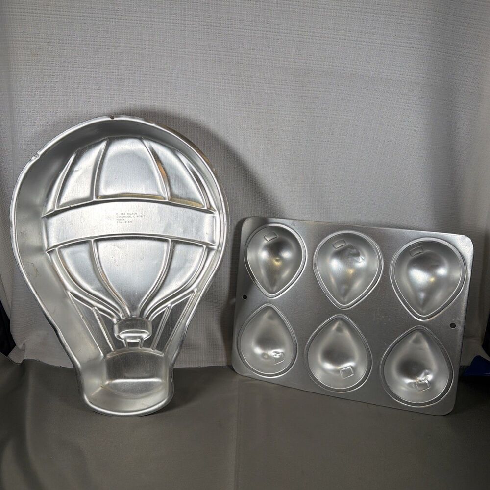 Vtg 1982 Wilton Hot Air Balloon Cake Pan 502-3169 & 6 Cavity Mini Balloons Set